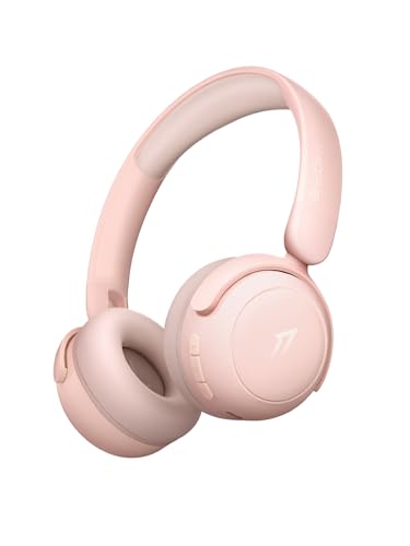 1MORE HQ20 Wireless On-Ear Headphones with Microphone, 85dB Safe Volume, 65H Playtime, Lightweight Foldable Bluetooth Headphones for School/Travel, Android and iOS Compatible, Pink - color: Pink