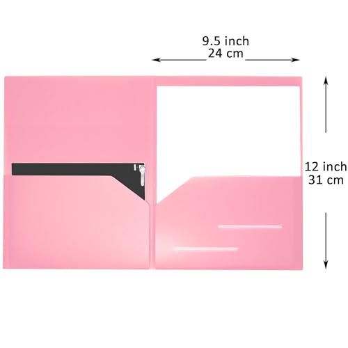 Youngever 6 Pack Heavy Duty Plastic Two Pocket Folders, Heavy Duty Plastic 2 Pocket Folder (Pink) - color: Pink