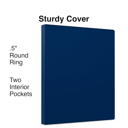 Staples 1/2" 3-Ring Non-View Binder, Navy, 4/Pack - color: 4 Pack, size: 0.5" Inch, style: Navy