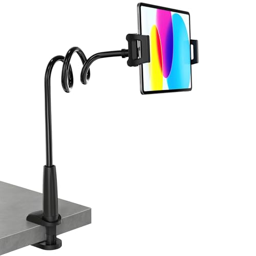 MAGIPEA Gooseneck Tablet Holder for Bed, 34inch Flexible Tablet Stand Holder with 360° Adjustable, Hands Free Tablet Mount Clip, Compatible with iPad/Kindle/Switch/Galaxy Tabs, More 4.7-13" Devices - color: Black, size: 34in