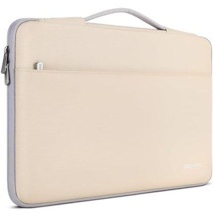DOMISO 14 inch Laptop Case Sleeve Protective Cover Compatible with 15 inch MacBook Air M4 M3 M2,MacBook Pro,14-15 inch HP Dell ASUS Lenovo Chromebook,Waterproof Computer Cases Bag with Handle,Beige - color: Beige, size: 15" for Macbook Air