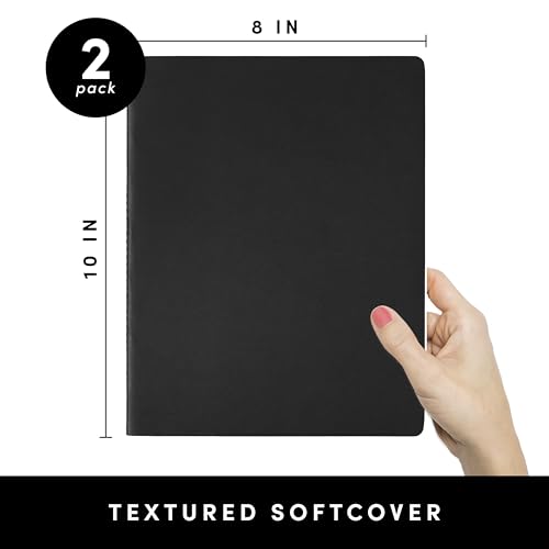 PAPERAGE Soft Cover Lined Journal Notebook, 2 Pack, (Black), 100 Pages, Large 7.5 inches x 9.5 inches, College Ruled, Ideal for Note Taking & Travel Journal - color: Black, style: Lined 100pgs (2 Pack)