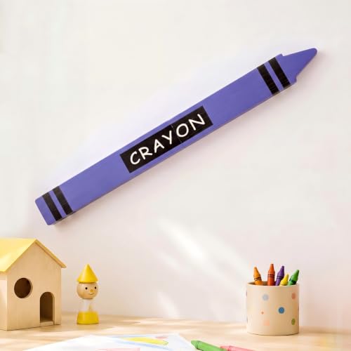 Nuanchu 31.5 Inch Giant Crayon Wooden Wall Art Back to School Decorations Jumbo Crayon Props for Preschool Kindergarten Primary Bedroom Playroom Decor(Purple) - color: Purple
