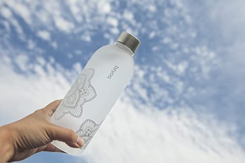 bzyoo 32 OZ 1 Liter Time Marker Water Bottle Frosted Durable Plastic With Strap - Reusable Clear Bottle With Times To Drink Time Markings For Daily Hydration Intake BPA Free (Silver) - color: Silver
