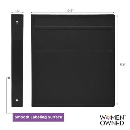 Carstens 1-Inch Heavy Duty 3-Ring Binder - Side Opening, Black, Durable Plastic, No-Gap Rings, Waterproof Cover, No Pockets, Holds 125 US Letter Sheets, BPA-Free, Made in USA (8719-3R), Case of 18 - color: Black, size: Case of 18