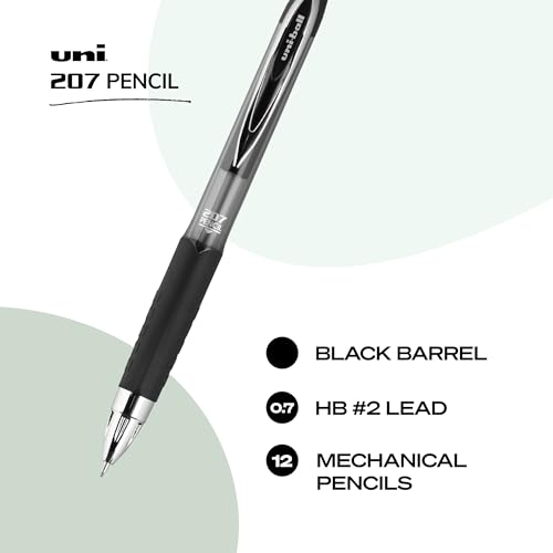 uniball 207 Mechanical Pencil, 0.7 Mm, Hb (#2), Black Lead, Black Barrel, Dozen - color: Black, size: 1 Count (Pack of 12)