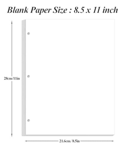 (3-Pack) A4 Blank Paper Refills, 300Sheets / 600Pages Print/Loose-Leaf Paper, 3-Hole, 100gsm, White, 8.5'' x 11'' - style: 3-Hole