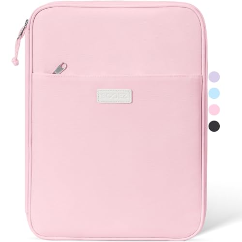 Sooez Zipper Binder Bag, 1 Inch Binders 3 Ring O-Ring, 5-Tab Dividers Expanding File Folder, 500-Sheet Capacity Three Ring Binder, Cute Organizer Storage for Student School Classroom Supplies, Pink - color: Pink