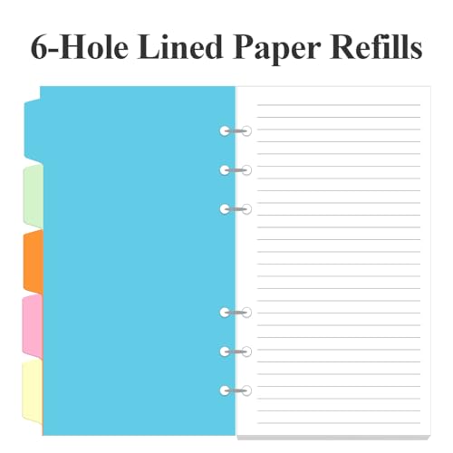 (2-Pack) A6 Lined Paper Refills for Filofax Personal Binder Planner - 160 Sheets/320 Pages Paper with 5 Colorful Binder Dividers, 3.75" x 6.75" - style: Personal / Size 3
