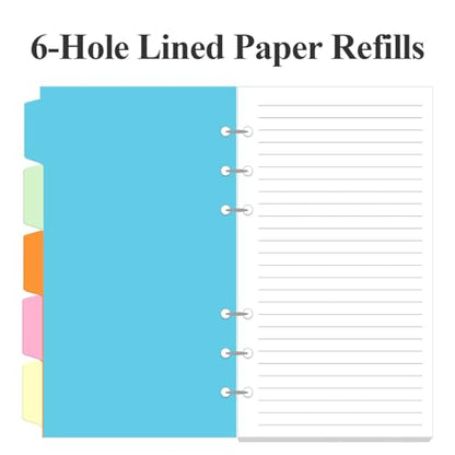 (2-Pack) A6 Lined Paper Refills for Filofax Personal Binder Planner - 160 Sheets/320 Pages Paper with 5 Colorful Binder Dividers, 3.75" x 6.75" - style: Personal / Size 3