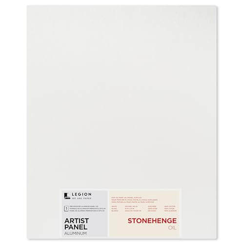 Legion Artist Panel, 1/8" Composite Brushed Aluminum with Stonehenge Oil 100% Cotton White 320gsm Paper, 16 x 20 inches for Oil Media - size: 16x 20