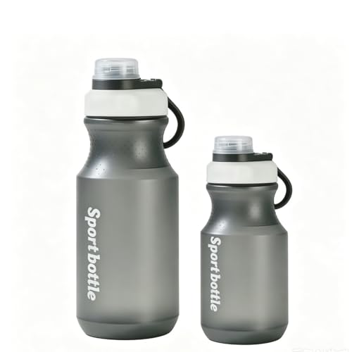 2 PCS Set Plastic Water Bottles, Sports Water Bottles with Leak-Proof Lid, Lightweight Reusable Water Bottles for Running,Gym, School, Travel, Leak Proof, BPA Free (Grey(13oz+20oz) - color: Grey(13oz+20oz）