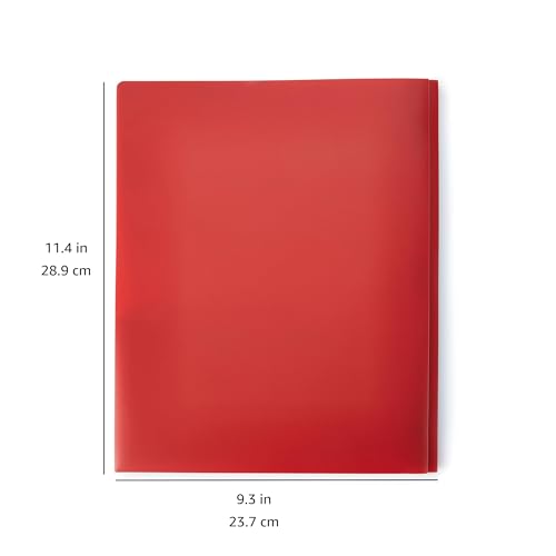 Amazon Basics Heavy Duty Plastic Folders with 2 Pockets for Letter Size Paper, Red and Blue, 2-Pack - size: 2-Pack, style: 2 Pockets
