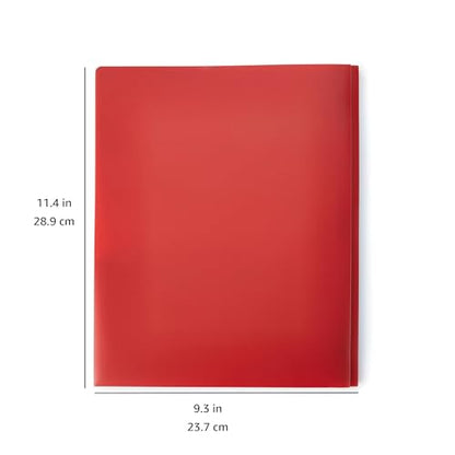 Amazon Basics Heavy Duty Plastic Folders with 2 Pockets for Letter Size Paper, Red and Blue, 2-Pack - size: 2-Pack, style: 2 Pockets