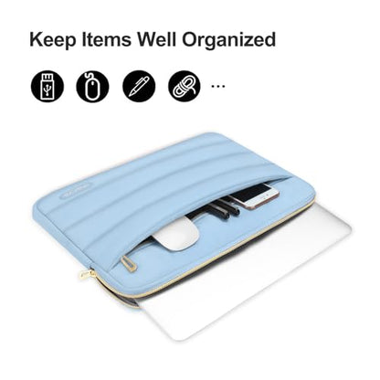 MOSISO Laptop Case 14 inch, 14 inch Puffy Laptop Sleeve, Air Blue | Compatible with HP Lenovo Dell ASUS Acer, HP Stream, Dell Latitude, Lenovo IdeaPad, Polyester Horizontal Bag with Small Case - color: Air Blue, size: 14 inch