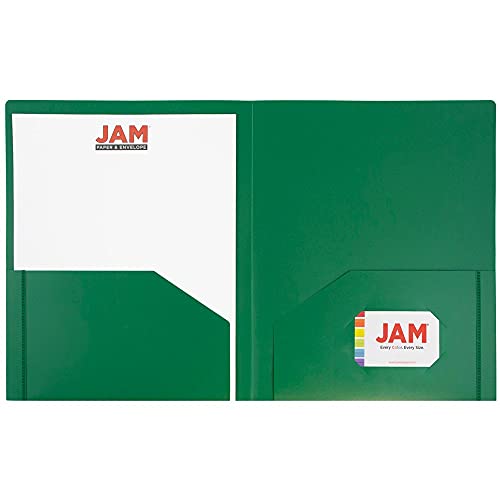 JAM PAPER Heavy Duty Plastic 2 Pocket Extra Tough School Folders - Green - 6/Pack - color: Green, size: 6 Per Pack