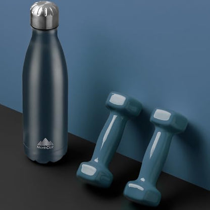 Mont-Clair Stainless Steel Water Bottle, Vacuum insulated - BPA Free, 12h Hot & 24h Cold Drinks, Metal Water Bottle 17 oz Leakproof, Ideal for Adult, Kids, Running - Dark Blue - color: Dark Blue, style: 17 Ounces
