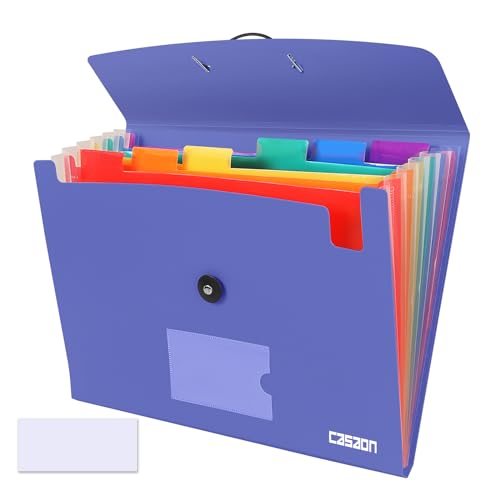 7 Pocket Accordian File Folders, Expanding File Folder A4 Letter Size Paper Portable Document Organizer-Blue Purple - color: Blue Purple