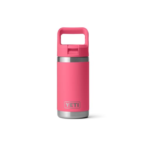 YETI Rambler Jr. 12 oz Kids Bottle, with Straw Cap - color: Tropical Pink