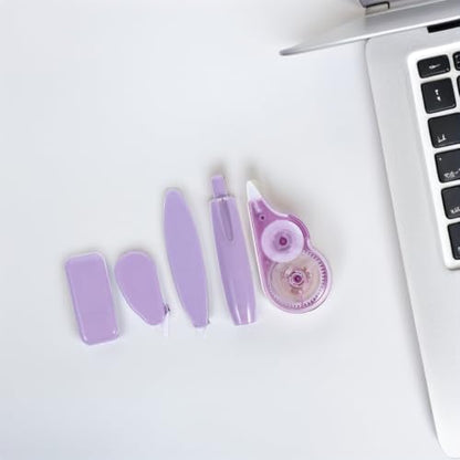 5pcs Multi-function Correction Tape Set with Silent Roller Design Plastic Dispenser for Instant Corrections on Business Trips and On-the-go Needs