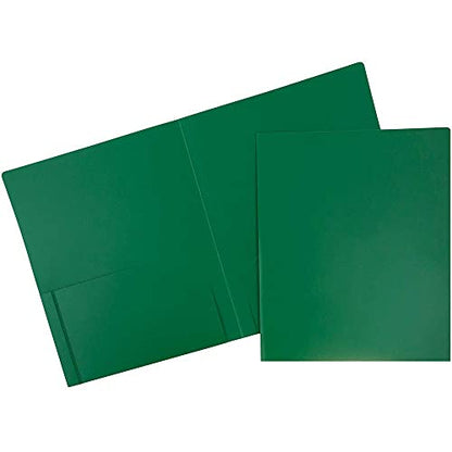 JAM PAPER Heavy Duty Plastic 2 Pocket Extra Tough School Folders - Green - 6/Pack - color: Green, size: 6 Per Pack