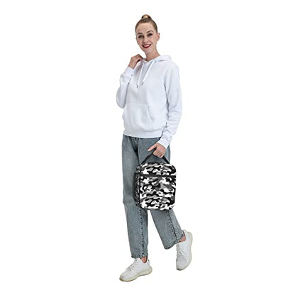 Black Camo Lunch Bags For Men Women Boys Girls Reusable Tote Lunch Bags For Office Work School Picnic Camping Thermal Insulation And Cold Preservation - color: Black Camo