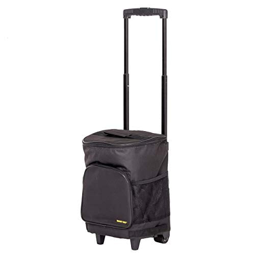 Ultra Compact Cooler Smart Cart with Wheels - Collapsible Insulated Cooler Bag - Foldable Travel Cooler 36 Cans - Leak Proof Trolley - Black - color: Black