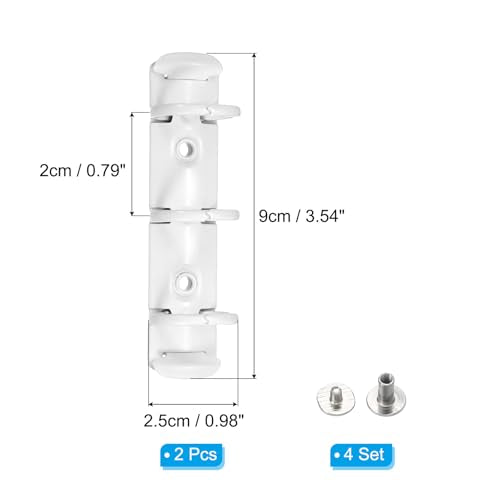 PATIKIL A8 3-Hole Ring Binder Mechanisms, 2 Set Binder Spines Replacement for Office Planners Documents Recipes Organization Storage, White - color: White