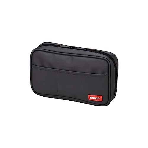 LIHIT LAB Large Capacity Zipper Pencil Case For School Office College, Big Capacity 4 Compartments Pencil Bag Holder Adults Teen Boys Girls, Travel Cosmetics Storage, Black (A7551-24) - color: Black, size: 1 Count (Pack of 1), style: Standard: 7.9 X 2.0 X
