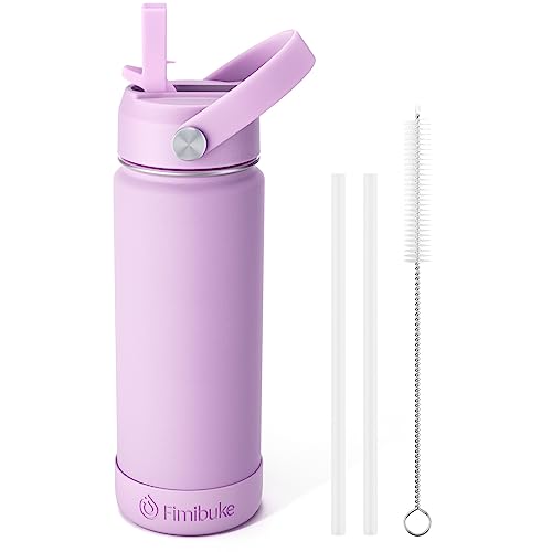 Fimibuke Kids Insulated Water Bottle, 18oz BPA FREE 18/8 Stainless Steel Kids Cup with Straw Travel Tumbler Double Wall Vacuum Leak Proof Toddler Water Bottle for School Boys Girls(1 Pack, Lilac) - color: B14. Lilac
