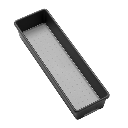 madesmart Classic 13 x 4 Long Storage Bin, Granite | non slip feet, rounded corners, open compartment, soft grip lining, utensils tools supplies, office craft items, woman owned - size: Medium Narrow