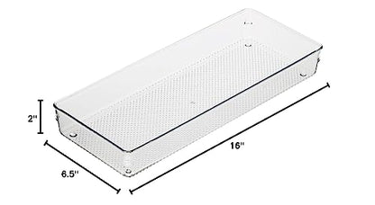 Oggi Clear Drawer Organizer - 6" X 15" - Ideal for Organizing Kitchen Drawers, Office, Desk, Silverware, Kitchen Utensils, Cosmetics and Bathrooms (Pack of 2) - size: 6" by 15" (Pack of 2)