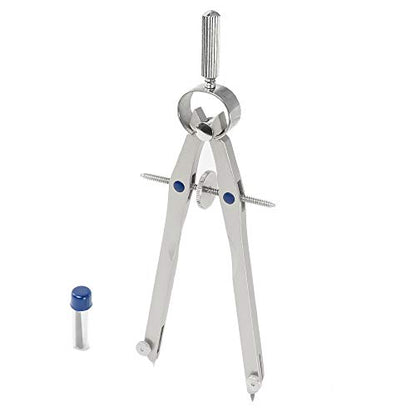 Pacific Arc Metal Professional Compass, Perfect Spring Bow Compass for Math, Geometry, or Drafting, Up to 8" Diameter Large, Comes with Lead and Lock - style: Spring Bow