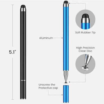 MEKO 4 Pack Stylus Pens for Touchscreens, 2-in-1 High Sensitivity&Precision Capacitive Stylus Pens for iPad iPhone Android Smartphone Tablets All Touchscreen Devices(4 Stylus + 12 Tips) | 4 Pack, 2-in-1 High Sensitivity, Capacitive Stylus Pens for iPad iP