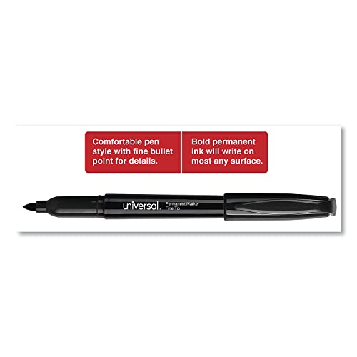 Universal UNV07074 Fine Bullet Tip Pen-Style Permanent Marker - Black (60/Pack) - size: 1 Count (Pack of 1)