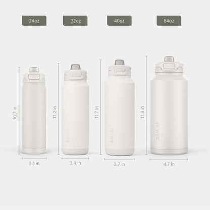 ZULU Powerfill Pro 24oz Stainless Steel Water Bottle with Quick Fill Lid, Triple Walled Vacuum Insulated Metal, Leak Proof Locking Lid, Sip and Chug, Reusable BPA Free, White - color: White, style: 24oz