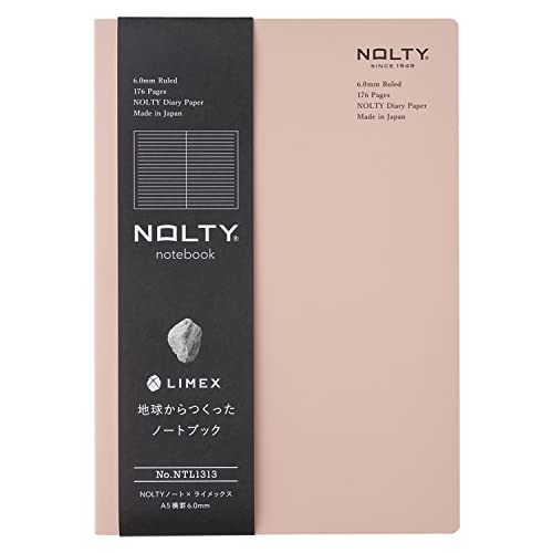 NOLTY NOTE × LIMEX, A5 Ruled Line Notebook, 6.00mm, 176 Sheets, Sand Pink, NTL1313 - color: Ruled Line: Sand Pink