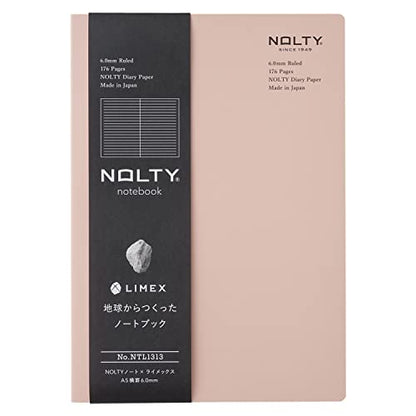 NOLTY NOTE × LIMEX, A5 Ruled Line Notebook, 6.00mm, 176 Sheets, Sand Pink, NTL1313 - color: Ruled Line: Sand Pink
