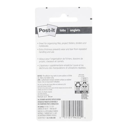 Post-it Tabs, 1 in, Lined, Green, Blue, Red, 22 Tabs/Color, 66 Tabs/On-the-Go Dispenser (686L-GBR) (Pack of 2) - size: 0.4" x 2.8" (Pack of 2)