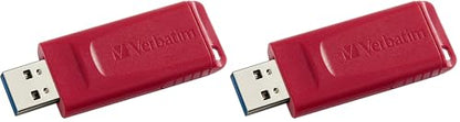 Verbatim 128GB Store 'n' Go USB Flash Drive - PC/Mac Compatible - Red (Pack of 2) - size: 1 Count (Pack of 2)