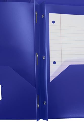 School Smart 2-Pocket Poly Folders with Fasteners, Blue, Pack of 25 - color: Blue, style: Fasteners