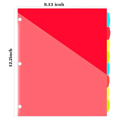 INFUN 8-Tab Plastic Binder Dividers with Front Pockets - 3 Sets, Multicolor Pocket dividers for 3-Ring Binders, dividers with tabs 24 pcs