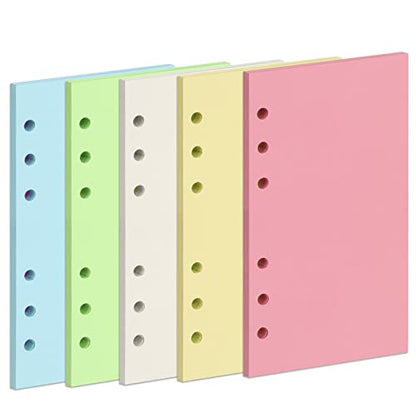 A6 Colorful Refill Paper, [5 Colors] Toplive 100GSM Thick Refillable Paper 6 Hole Filler Inserts Loose Leaf Paper 100 Sheets (200 Pages) for 6 Ring Binder Journal Notebook - style: Colorful Blank 5 Pack