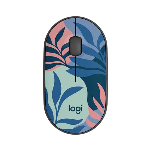 Logitech M340 Wireless Mouse with Limited Edition Prints, USB Receiver and Silent Clicks, Portable Wireless Mouse for Laptop, PC, Windows, Chrome, Surface – Floral Leaves - color: Floral Leaves