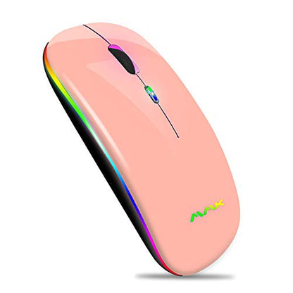 Wireless Bluetooth Mouse for Laptop, Rechargeable Mouse 2.4G USB Optical Wireless Mouse, LED Slim Dual Mode(Bluetooth 5.0 and 2.4G) Wireless Device for Laptop, PC, Mac OS, Android, Windows Champagne - color: Champagne