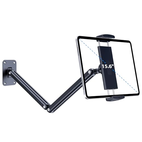 CreaDream Wall Mount for iPad, Aluminium Adjustable & Extendable Holder Arm, Fits 4.7-13" Tablets, Phones, Kindle Fire HD, Galaxy Tab, Samsung Galaxy - size: Long-Two Arm for Wall