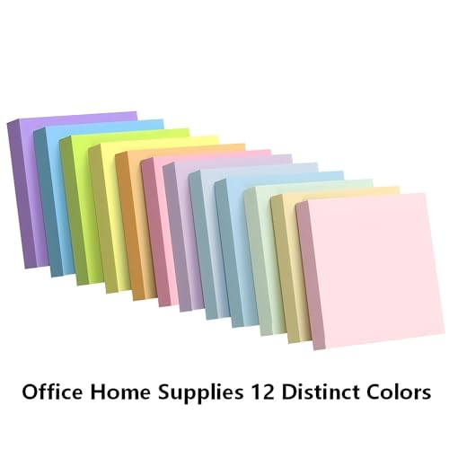 24 Pads Sticky Notes 3x3,Self-Stick Mini Notepad 100 Sheet/Pad Total 2400 Sheets, Office Supplies Vibrant Bright 12-Colors (Bright 3x3 12 Colors) - color: Bright 3x3 12 Colors
