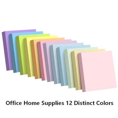 24 Pads Sticky Notes 3x3,Self-Stick Mini Notepad 100 Sheet/Pad Total 2400 Sheets, Office Supplies Vibrant Bright 12-Colors (Bright 3x3 12 Colors) - color: Bright 3x3 12 Colors