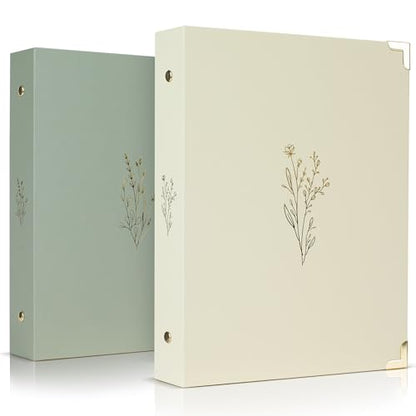 Aesthetic 6 Ring A5 Binder Set of 2 - The Perfect Small 0.75 Inch Planner Binder for Journaling or Collections - Refillable Notebook Holder with Pocket - color: Beige-green