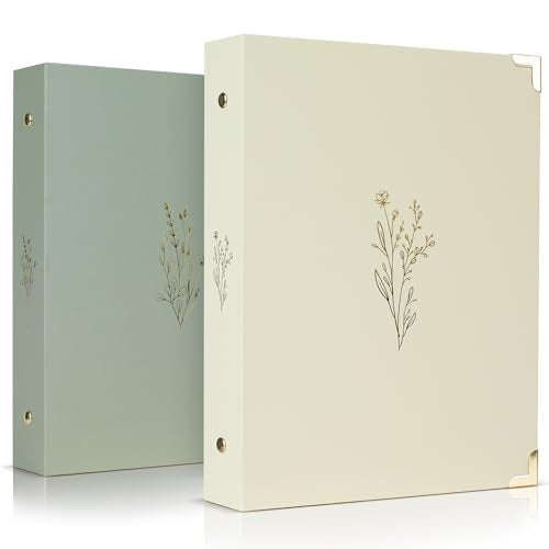Aesthetic 6 Ring A5 Binder Set of 2 - The Perfect Small 0.75 Inch Planner Binder for Journaling or Collections - Refillable Notebook Holder with Pocket - color: Beige-green